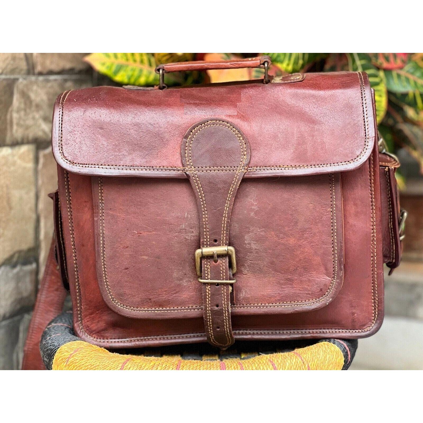 

Мужская сумка-мессенджер из натуральной винтажной кожи, на плечо, для ноутбука, портфель 18 x 14 x 6 in