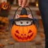 Home Soft Furnishings Halloween Cat Pumpkin Lantern, 3D Printed Glowing Figurine Indoor Outdoor Party Prop with Witch Hat, Spooky Tabletop Ornament,