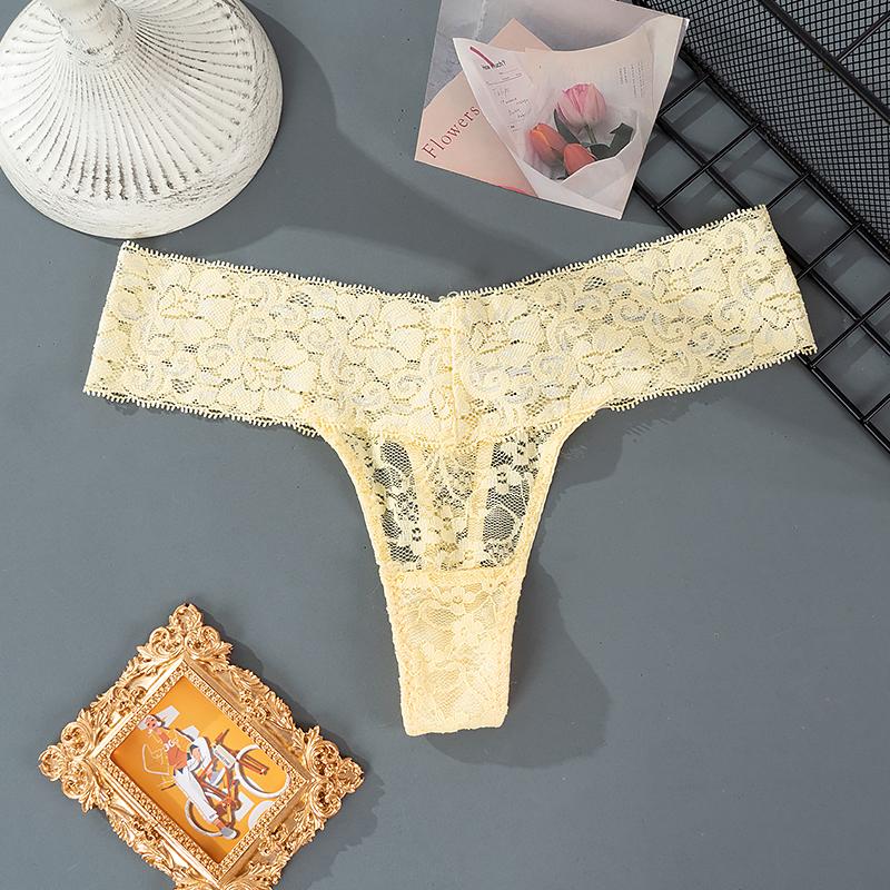 Mutandine da donna con motivo floreale ricamato moda tinta unita Slip a vita bassa da donna Intimo da notte