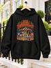The Magic Roundabout Carousel with Classic Cartoon Characters Horses Stars And Colorful Vintage Fairground Graphic Unisex Hoodie
