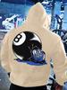 No. 8 Ball Lucky Dice Print Long-Sleeve Pullover Hoodie with Front Pocket, Casual Printed Apparel, Machine Washable, Men's Lightwe