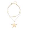 Bohemian Starfish Pendant Necklace for Women Exaggerated Sea Star Rice Beaded Chain Beach Party Fashion Jewelry Gift