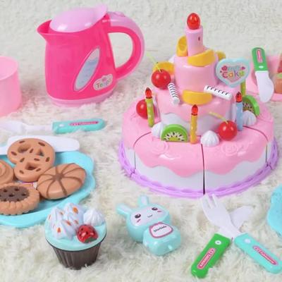 Children'S Cecile Simulation Birthday Princess Cake Toy Lighting Music Fruit Boy Treasure Girl Play House Set