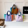 Versatile Women's Color Block Denim Tote - Large Capacity, Foldable Commute Handbag & Shoulder Bag.