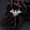 Bat Pendant Necklace with Black Beads & Coffin Crystal - Gothic Halloween Accessory