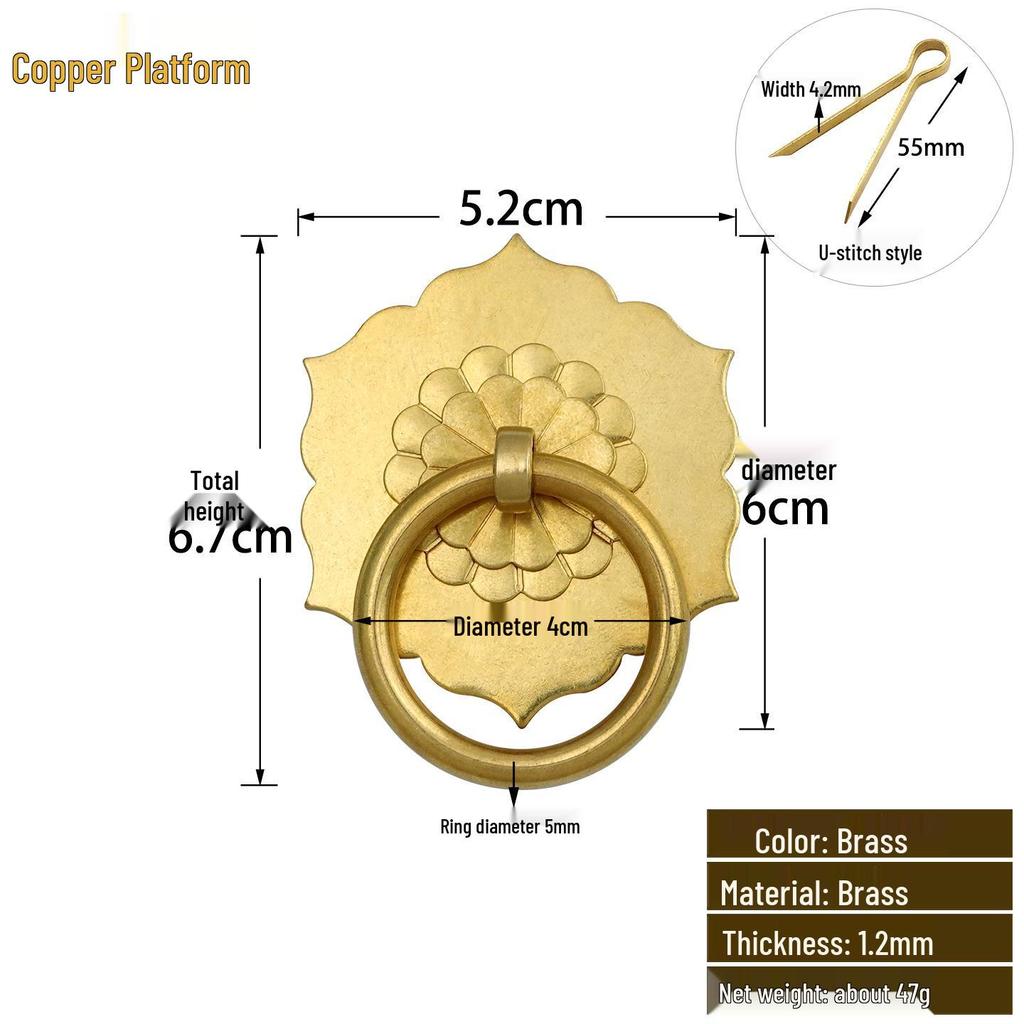 Antique Style Pure Copper Hexagonal Handle for Cabinets & Drawers - Retro Chinese Hardware Accessory