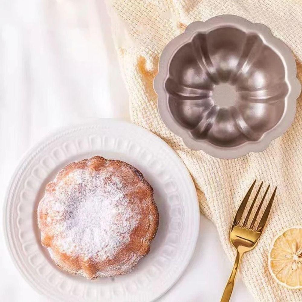 4 Pcs Carbon Steel Fluted Cake Mold Nonstick Muffin Cups Round Mini Cake Pan  Brownie