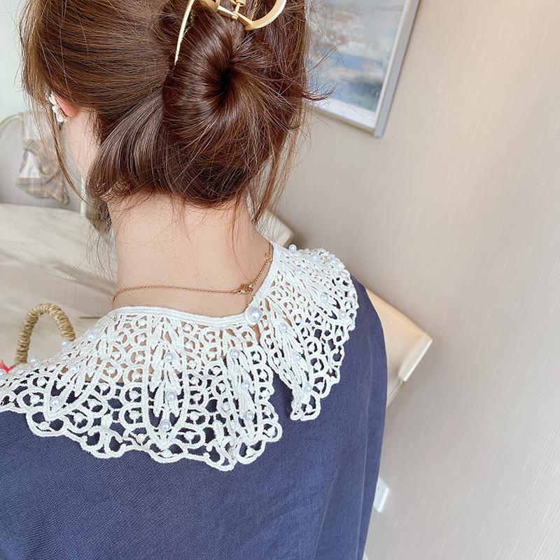 Korean Pearl Lace Shawl - Spring/Summer Sun Protection, Versatile Hollow Out False Collar, Cotton Outerwear