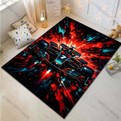 1PC Race Car Front View Red Background Carpet for Living Room Bedroom Sofa Home Decor Rus Non-slip Floor Mat Luxury Gift