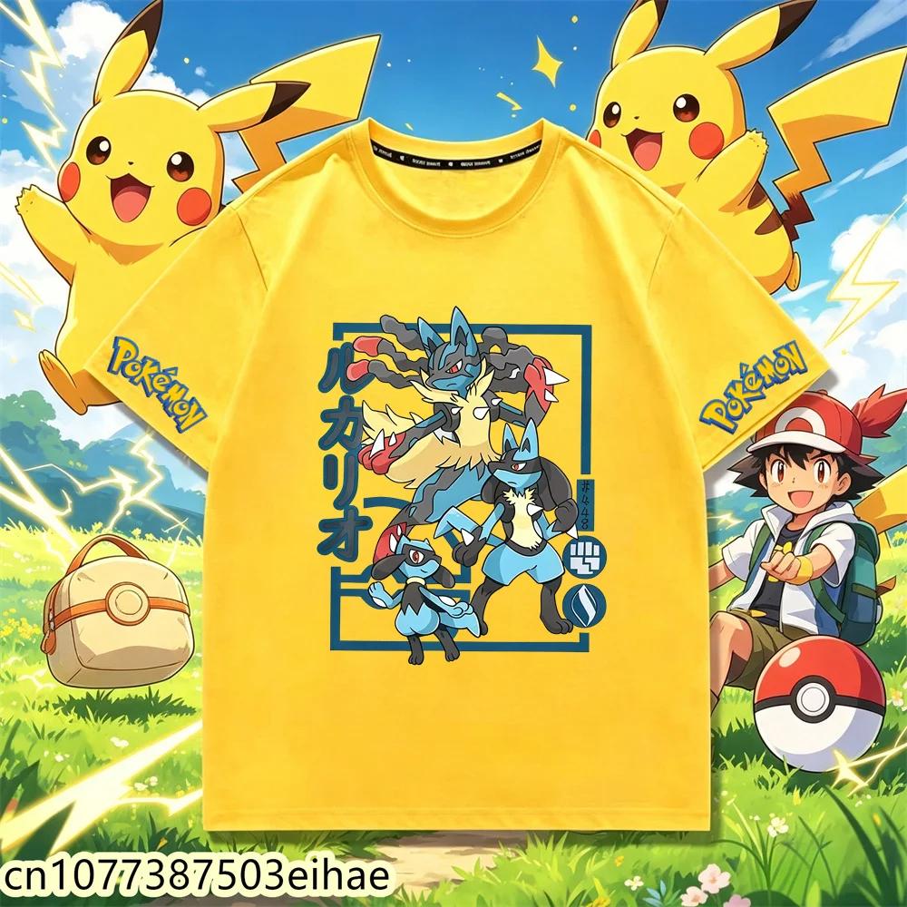 Cartoon Pokémon Kawaii Fashion T-Shirt 2026 New Street Wear, Casual Summer Crew Neck Tees Suitable For Boys Girls Aged 3-14
