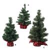 Tabletop Ornament Miniature Christmas Tree with Burlap Base Elegant Small Pine Tree Holiday Season Party Decoration