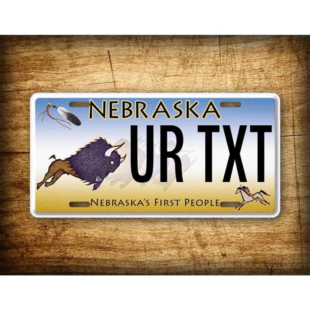 Personalized Nebraska First People License Plate Custom Text 6x12 Inch Metal Tin Sign Garage Man Cave Wall Decor