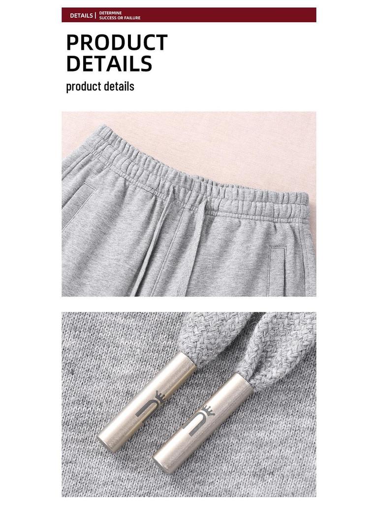 Women's Grey Cotton Fleece Sweatpants, 2025 Spring/Autumn Casual Style
