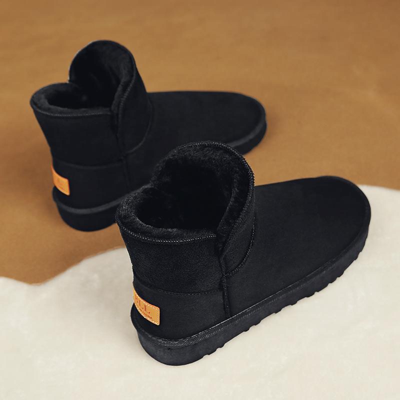 Snow boots winter fur integrated warm bread large cotton shoes piled thickened warm cotton boots 36 чёрный