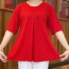 2023 Summer Trendy Mid-Sleeve Polka Dot Round Neck Korean Plus Size Top