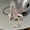 1Pcs Korean Lovely Pink Bowknot White Beaded Phone DYM Charm Lanyard For iPhone Samsung Universal Accessories Jewelry Pendant