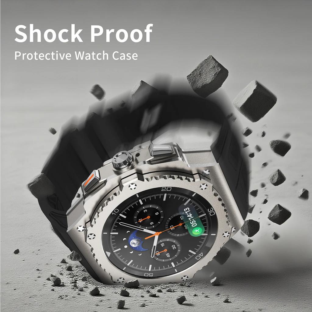 Luxury Modification Kit For Samsung Watch 8 Classic 46mm Metal Case+Rubber Band For Watch 8 Classic 46mm Refit Kit Accessories