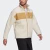 adidas Winter Jacket Colorblock Splicing Fleece Stay Warm logo Sports Stand Collar Creamy White Men's HI1186