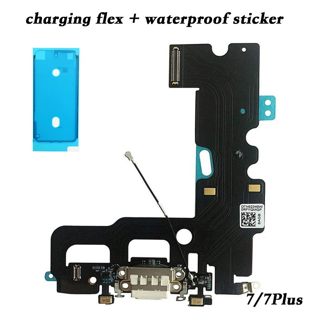 Charging Port Dock For iPhone 7 7P 8 Plus X USB Connector With Microphone Flex Cable + Waterproof Sticker