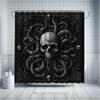 Deep Sea Skull Shower Curtain Set - Eerie Tentacle Background, Includes 12 Hooks, Waterproof Polyester, Modern Bathroom Decor