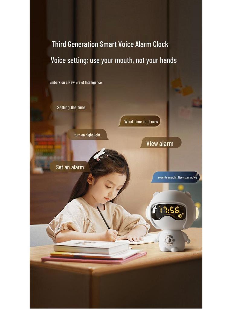 Smart Bluetooth Speaker with Voice Control, Alarm Clock, TF Card, and Ambient Light