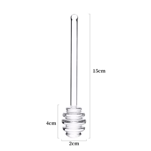 Honey Dipper, Glass Stirring Rod, Clear Honey Spoon, Honey Stick, Long Muddler, Approx. 15cm
