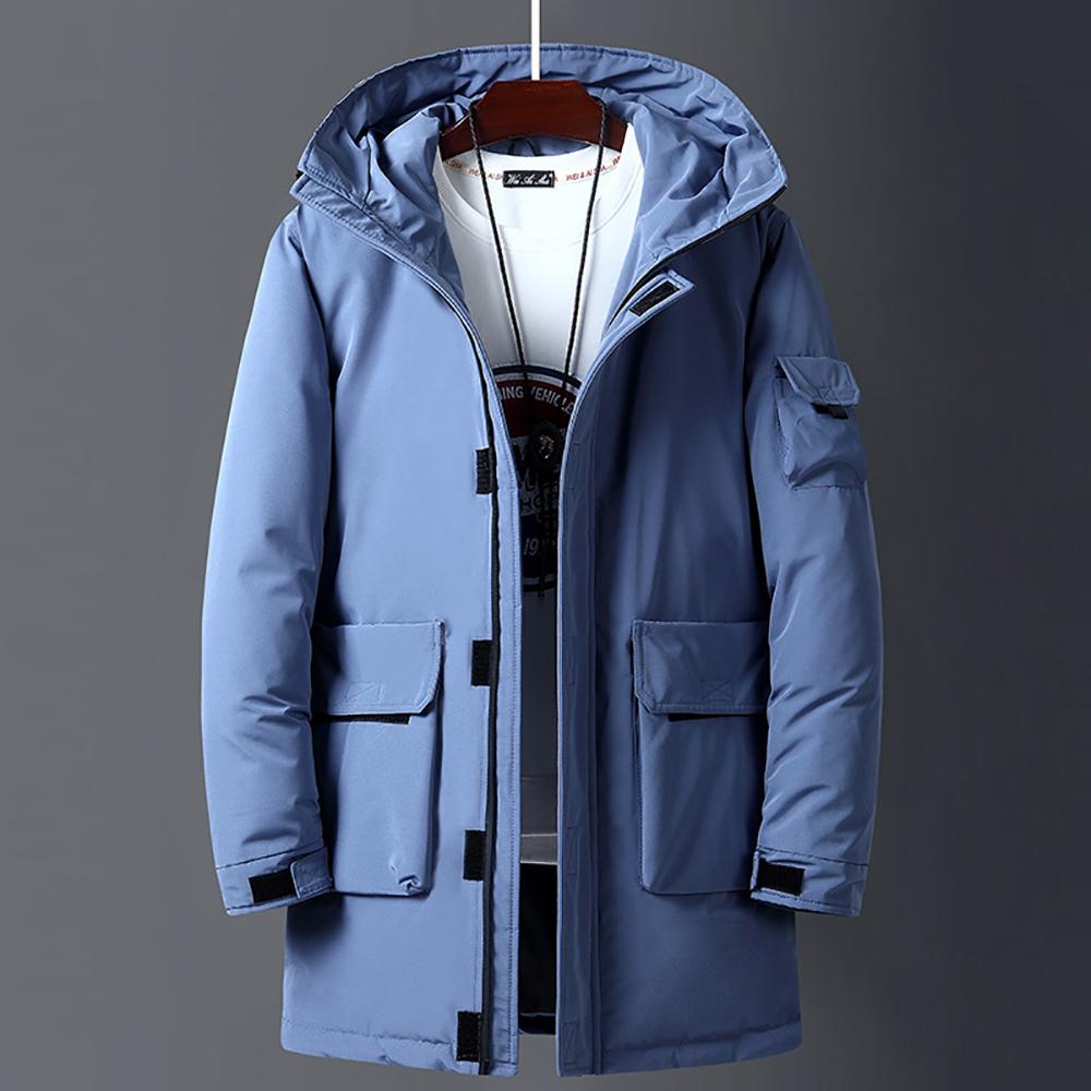 Giacca Parka Casual da Uomo con Cappuccio Autunno Inverno di Media Lunghezza Giubbotti Imbottiti in Piuma d'Anatra Bianca Marca Uomo Ispessito Caldo Cappotto Imbottito