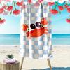 Cute Red Crab with Flowers On Checkered Blue Background - Beach Towel Quick-drying for Travel Outdoor Sports Jogging Beach and Swimming