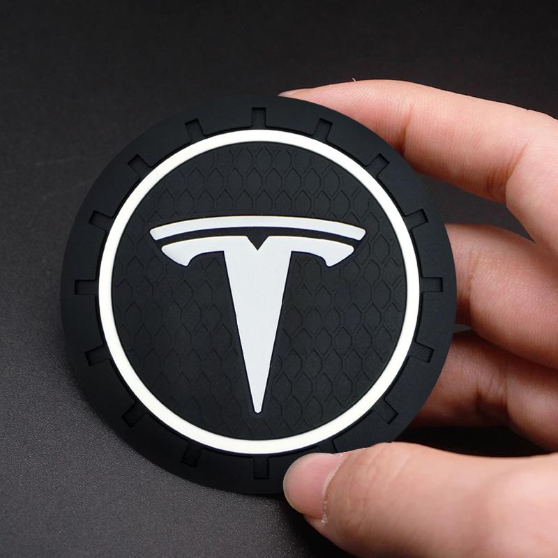 Car Cup Mat Anti-slip Bottle Holder Coasters Car Accessories For Tesla Model 3 Model S Model X Y Roadster Performance