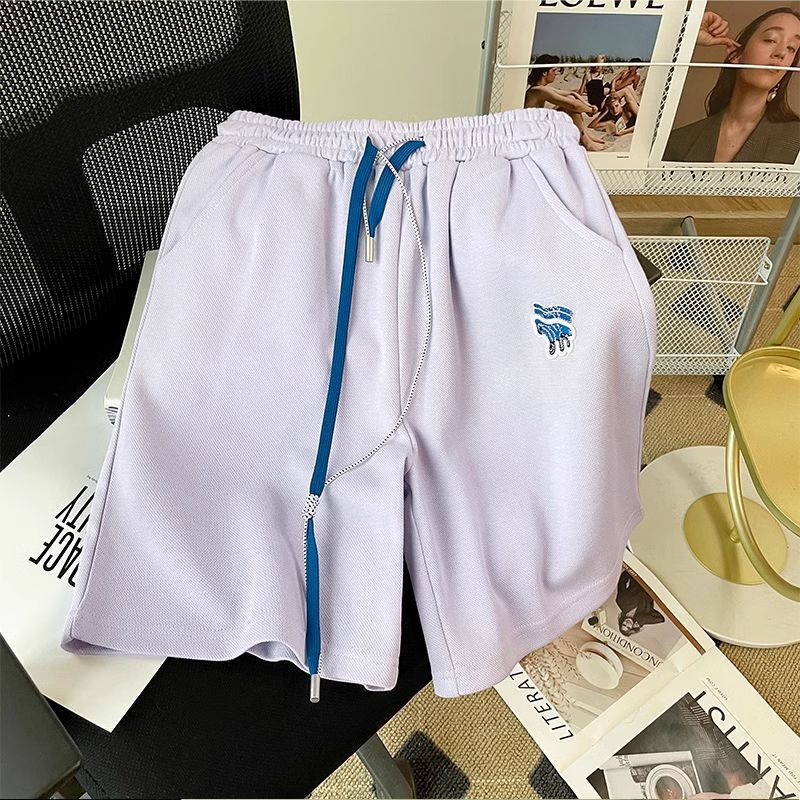 

Серые спортивные шорты для женщин, летние, с высокой талией, на шнурке, свободные, облегающие, повседневные и универсальные, с пятью точками, широкие брюки XXL