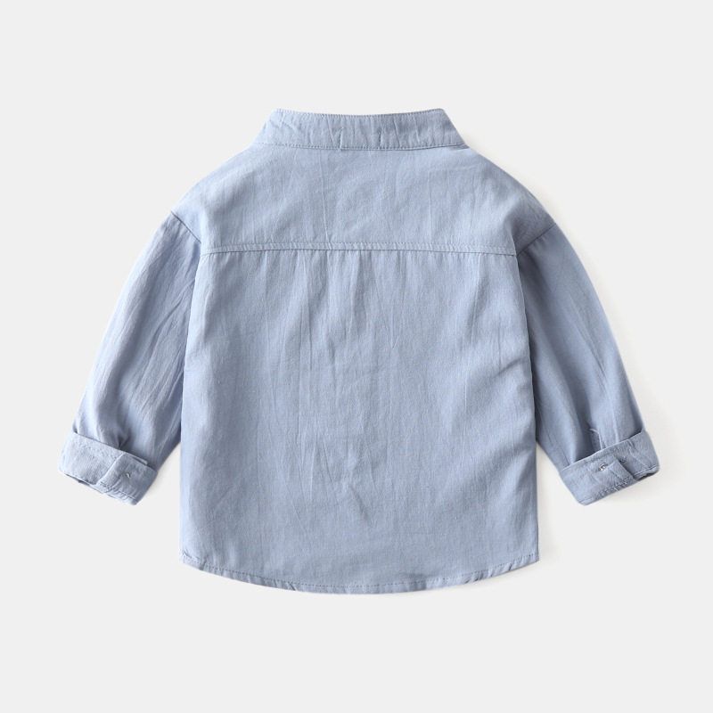 Children's Long-Sleeved Shirts, Spring and Autum Boys' Stand-Up Collar Pure Color Shirts, Baby Boys' Casual Cotton Tops, Kidsren's Clothing