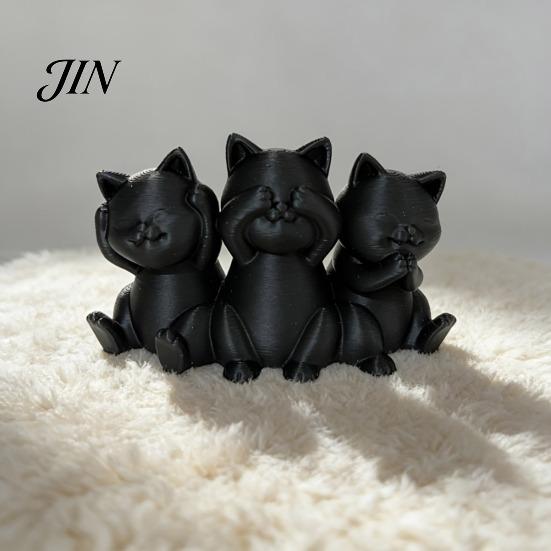 Cat Shaped Desktop Decor Three Wise Cats Figurines, 3D Printed Minimalist Statue for Desk Artistic Statues Decor, Ancient Wisdom Ornament Home Office,
