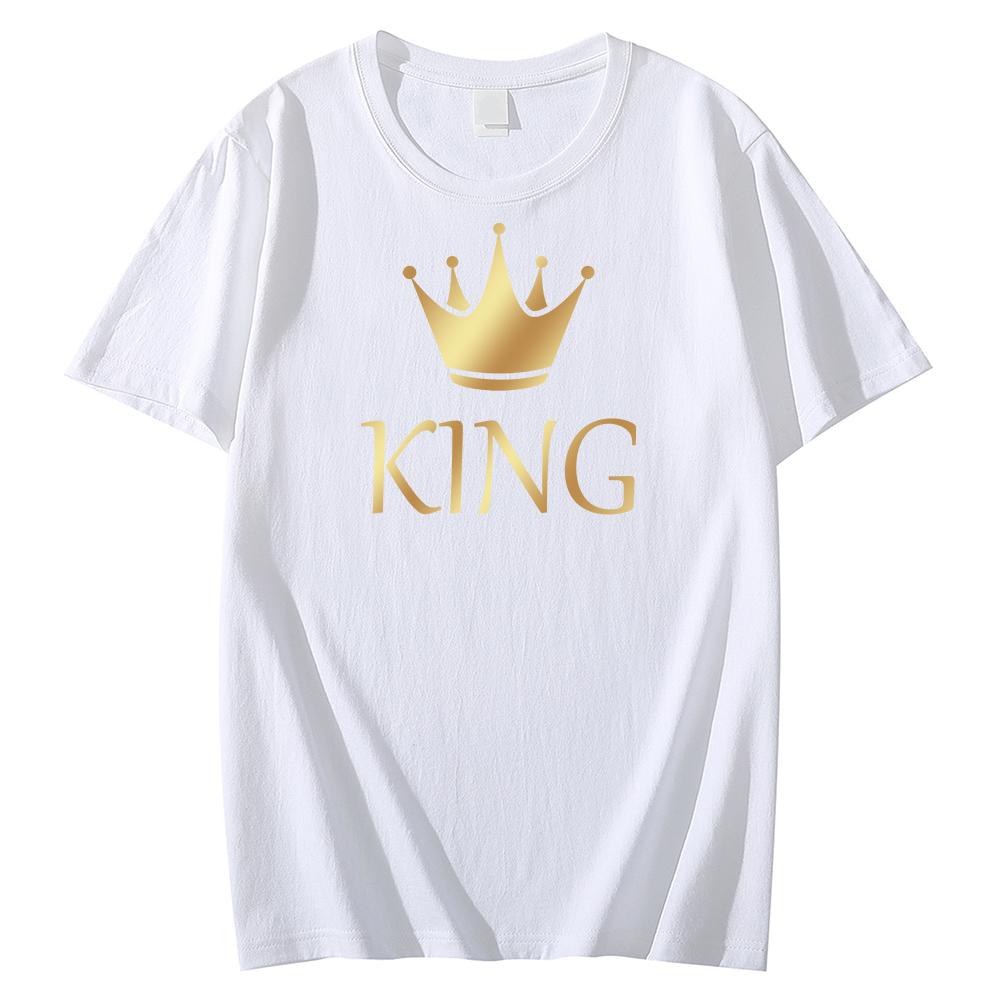 2026 Couple T-shirt Summer King Queen Letter Printed Tshirt Valentine's Day Short Sleeve Tees Luxury Brand Free Shipping Tops