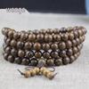 Golden Sandalwood Buddhist Prayer Beads Bracelet - 108 Beads, Wooden Wenwan Ornaments for Men, Women, Couples