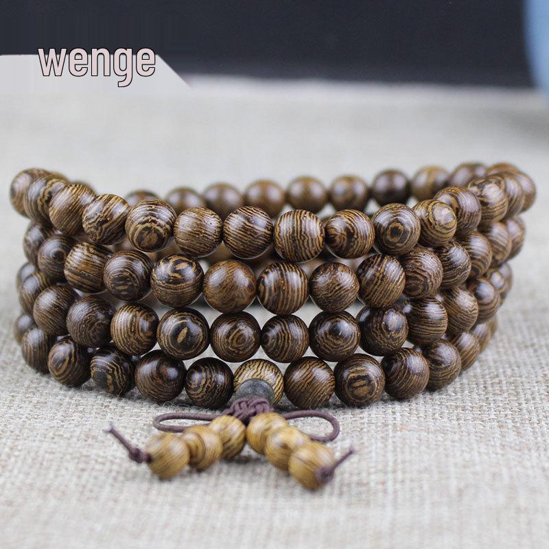 Golden Sandalwood Buddhist Prayer Beads Bracelet - 108 Beads, Wooden Wenwan Ornaments for Men, Women, Couples