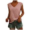Women's Casual V-Neck Loose Fit T-Shirt Solid Color Cap Sleeve Blouse Tank Tops