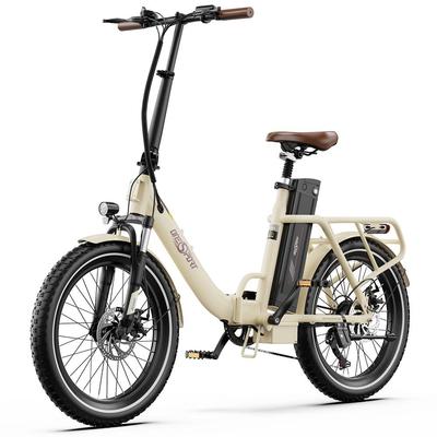 Elektrické kolo Onesport OT16 20" Tlusté pneumatiky 48V 17AH LCD displej 250W motor Lze připojit k aplikaci Maximální rychlost 25 km/h Skládací e-bike Pro dospělé Béžová