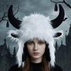 Solid Color Demon Ear Protection Hat Fur Trim Winter Pullover Cap Fashion Lei Feng Cap  Riding