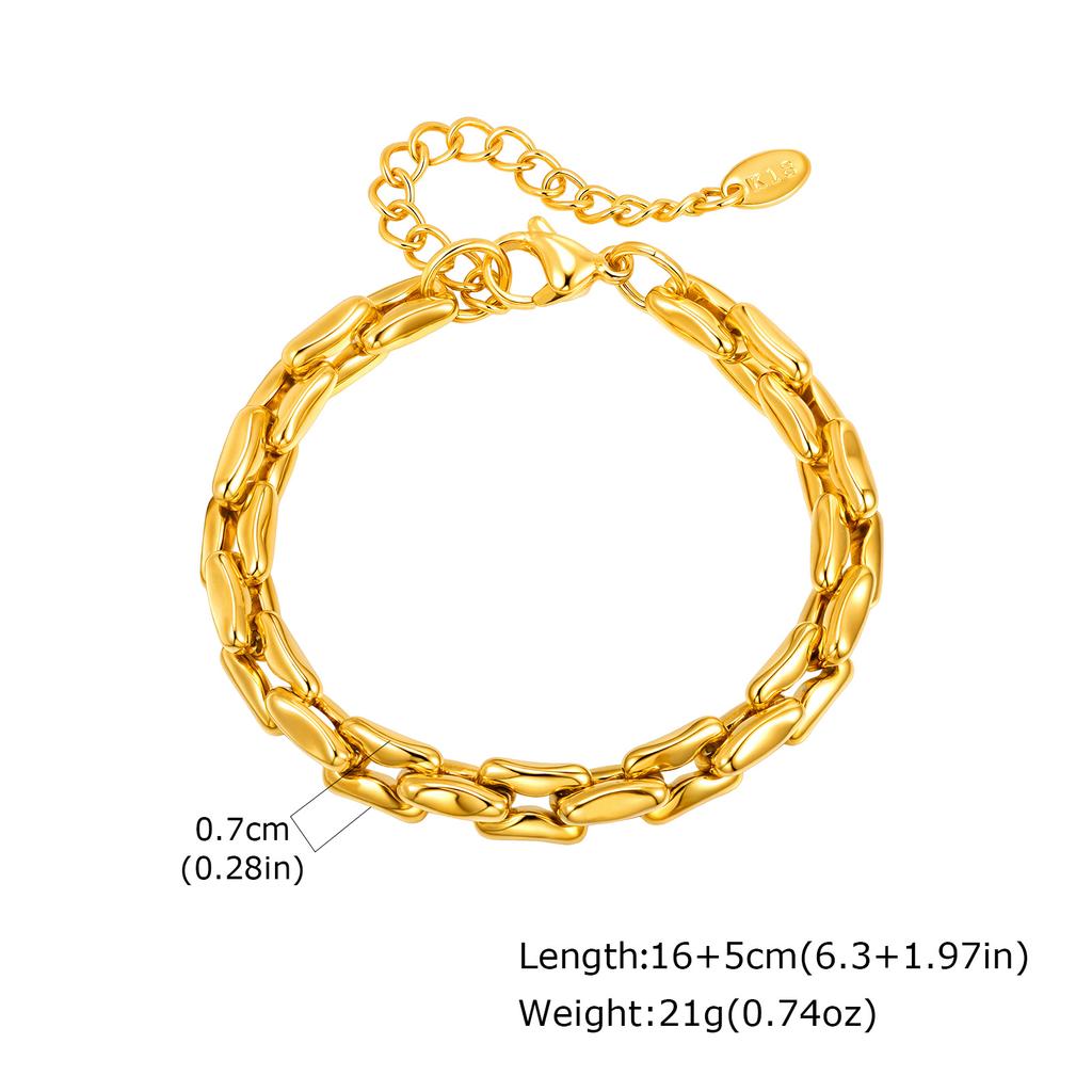 Minimalist Stainless Steel Chunky Chain Bracelet, Gold Color Stackable Thick Chain Bracelet, Waterproof Party Jewelry for Women