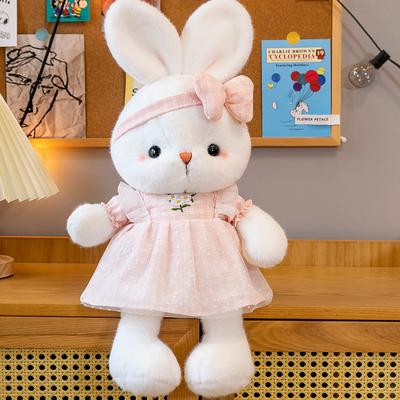 Bichos de pelúcia para crianças, coelhos de pelúcia, brinquedos para meninas, bonecas, coelho branco, rosa, criança