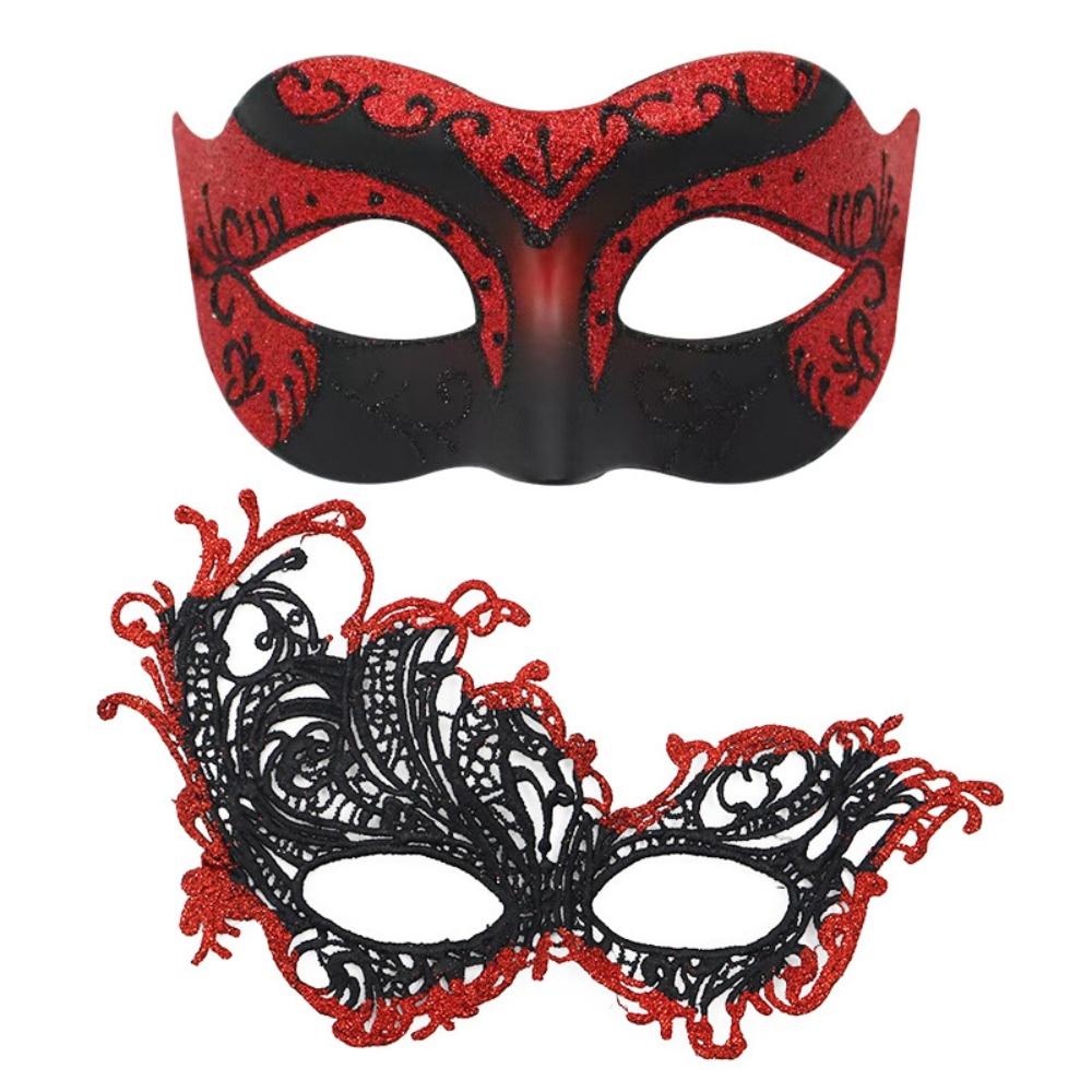 2PCS/set Couple Masks Lace Women Mask Men Painted Half Face Mask Eye Mask Set Party Masquerade Wedding Decoration Costume Prom