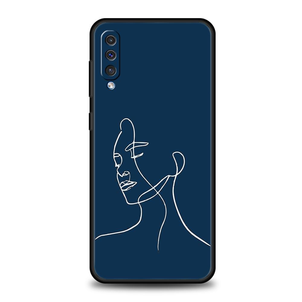 Einfachheit linie Kunst sonne mond Fall Für Samsung A24 A12 A14 A32 A50 A70 A20E A20S A10S A22 A30 A40 A34 A54 a42 A52 5G A04s Abdeckung