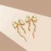 Elegant Bowknot Stud Earrings Vintage Statement Gold Color Earrings Women's Charm Daily Versatile Party Zircon Gifts