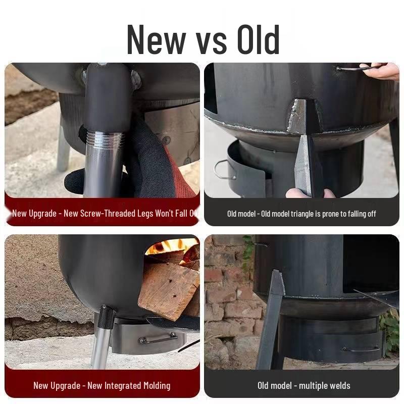 Portable Outdoor Wood-Burning Stove with Large Pot Stand