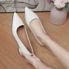 2025New Pointed Toe Shallow Mouth Square Heel Small Leather Shoes Women's Elegant High Heels Dress Shoes Zapatos Mujer