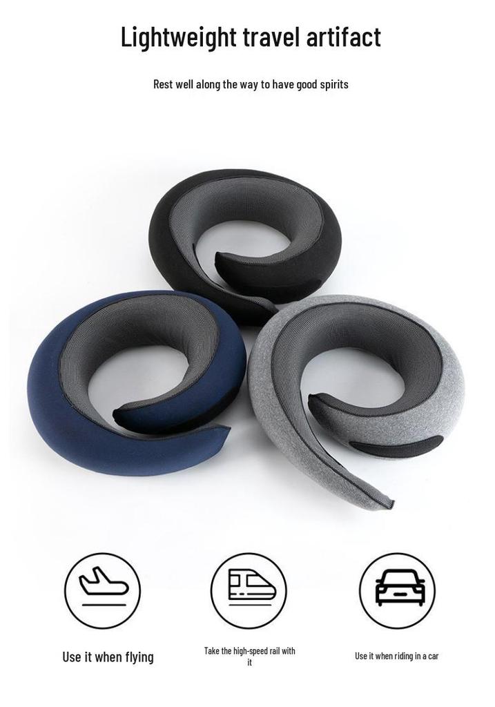 Portable Memory Foam U-Shaped Neck Pillow Set for Airplane Travel