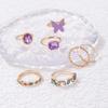 European and American new dripping butterfly imitation gemstone and diamond ring set Geometric twist ring seven-piece set