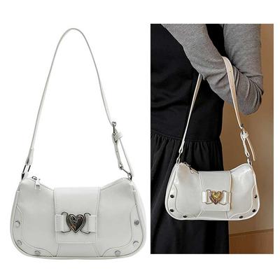 PU Leather Stylish Armpit Bag Large Capacity Women Daily Shoulder Bag Adjustable Strap Y2K Solid Color Travel Bags