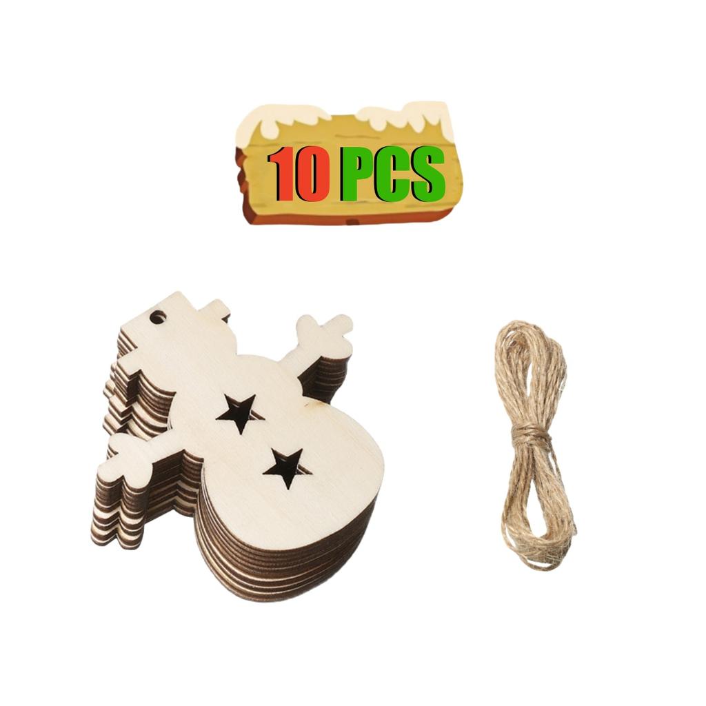 10-50Pcs Wooden Christmas Ornaments Unfinished Wood Slices with Holes Wooden Blanks Pendants for Kid DIY Craft Christmas Tree De