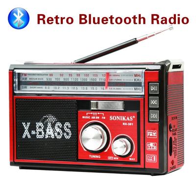 New RX-381 LED Lighting Portable Wireless Bluetooth Speaker AM FM SW Multi-band Radio Speaker with USB/TF MP3 Music Player